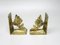 Brutalist Style Bronze Bookends with Floral Elements, 1970s, Set of 2 3