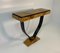 French Art Deco Olive Ash Burl and Black Lacquered Console, Image 3