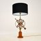 Lampe de Bureau Sphère Armillaire Vintage en Laiton et Teck 3