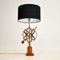 Lampe de Bureau Sphère Armillaire Vintage en Laiton et Teck 1