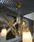 Czech Art Deco Brass and Satin Glass With Cut Chandelier, 1920 1