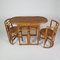 Mid-Century Beistelltisch aus Bambus & Korbgeflecht mit 2 Stühlen, 1960er, 3er Set 3