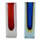 Murano Vasen aus Mundgeblasenem Kunstglas in Klar, Rot und Blau, 2er Set 1