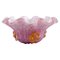 Wavy Murano Bowl in Pink and White Mouth Blown Art Glass with Gold Decoration 1