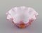 Wavy Murano Bowl in Pink and White Mouth Blown Art Glass with Gold Decoration, Image 3