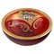 Bowl in Red Mouth-Blown Art Glass with Hand-Painted Flowers and Gold Decoration 1