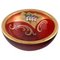 Bowl in Red Mouth-Blown Art Glass with Hand-Painted Flowers and Gold Decoration, Image 1