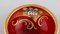 Bowl in Red Mouth-Blown Art Glass with Hand-Painted Flowers and Gold Decoration 4