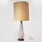 Striped Ceramic Table Lamp with Teak Accents, 1970s 1