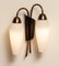 Switchable Italian Wall Lights in Brass, Metal and Opal, 1950s, Set of 2 7