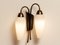 Schaltbare Italienische Wandlampen aus Messing, Metall und Opal, 1950er, 2er Set 6