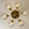 Mid-Century Glass Brass Flush Mount, 1960s 3