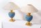 Blue and Gold Ceramic Table Lamps, 1970s, Set of 2 2