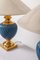 Lampade da tavolo in ceramica blu e oro, anni '70, set di 2, Immagine 7