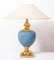 Lampade da tavolo in ceramica blu e oro, anni '70, set di 2, Immagine 3