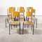 English Metal Frame Stacking School Dining Chairs, 1970s, Set of 8 3