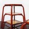 Vintage French Red Stacking Laboratory Stools from Mullca, 1960s, Set of 6 3