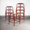 Vintage French Red Stacking Laboratory Stools from Mullca, 1960s, Set of 8 3