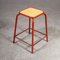 Tabouret de Laboratoire Empilable Rouge Vintage de Mullca, France, 1960s 1