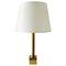 Big Brass Table Lamp with White Lampshade, Germany, 1970s 1