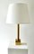 Big Brass Table Lamp with White Lampshade, Germany, 1970s 2