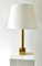 Big Brass Table Lamp with White Lampshade, Germany, 1970s, Image 2