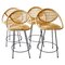 Rattan Bar Stools with Black Legs, France, 1970s 1