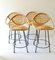 Rattan Bar Stools with Black Legs, France, 1970s 2