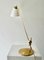 Adjustable Brass Table or Desk Lamp with White Lampshade, Denmark, 1960s, Image 11