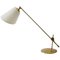 Adjustable Brass Table or Desk Lamp with White Lampshade, Denmark, 1960s, Image 1
