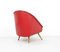 Club chair vintage in skai rosso, anni '50, Immagine 4