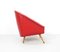 Club chair vintage in skai rosso, anni '50, Immagine 3