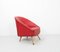 Club chair vintage in skai rosso, anni '50, Immagine 2
