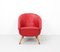 Club chair vintage in skai rosso, anni '50, Immagine 1