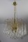 Lampadario a cascata in ottone con 53 gocce in cristallo di Murano trasparente, anni '60, Immagine 4