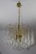 Waterfall Chandelier in Brass with 53 Clear Murano Glass Crystal Drops, 1960s 4