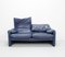 Canapé Maralunga Indigo en Cuir Bleu par Vico Magistretti pour Cassina, 1990s 4