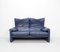 Canapé Maralunga Indigo en Cuir Bleu par Vico Magistretti pour Cassina, 1990s 5