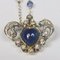 Vintage White Gold Necklace with Cabochon Sapphire, Brilliant Cut Diamonds, Opals & Chain, 1940s 1