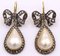 Boucles d'Oreilles Dorées et Argentées avec Diamants Taille Rosette et Perles Mabe 1