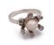 Vintage White Gold Ring with Pearl and Rosettes, 1930s 1