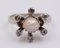 Vintage White Gold Ring with Pearl and Rosettes, 1930s 2