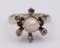 Vintage White Gold Ring with Pearl and Rosettes, 1930s, Image 2