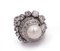 Vintage Platinum Ring with Central Pearl and Brilliant Cut Diamonds, 1940s 1