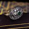 Antique Ring in 18K Gold and Silver with Emerald and Diamond Rosettes, Early 1900s 3