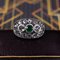 Antique Ring in 18K Gold and Silver with Emerald and Diamond Rosettes, Early 1900s 1