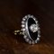 Antiker Ring aus 18 Karat Gold und Silber mit Onyx & Diamanten, 1900er 3