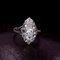 Antique 18k White Gold Navette Ring with Diamonds, 1930s 1