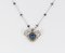 Collier Vintage en Saphir Doré, Opale et Diamant avec Suspension, 1940s 2