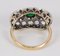 Antique Gold and Silver Ring with Diamond and Emerald Rosettes, 1900s 4